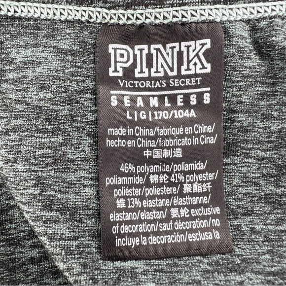 LARGE VICTORIAS SECRET PINK GREEN LONG SLEEVE ATHLETIC ACTIVEWEAR CROP TOP - Picture 10 of 11